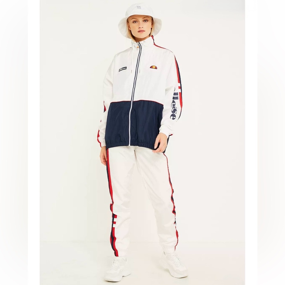 Ellesse Flogrida White Red Stripe Track Pants Joggers Size 8 - Picture 3 of 13